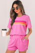 Striped Print Front Patch Pocket Casual Knit Tee