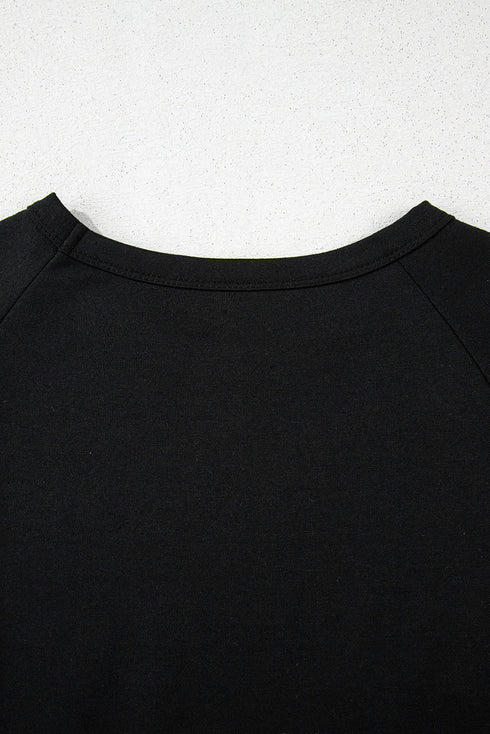 Striped Print Front Patch Pocket Casual Knit Tee