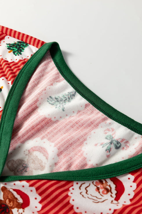 Striped Print Henley Long Sleeve Jogger Lounge Set