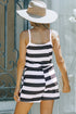 Striped Print Lace-Up High Waist Sleeveless Romper