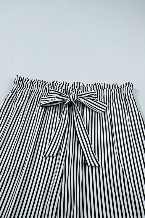 Striped Print Loose Fit Wide Leg Straight Bottoms