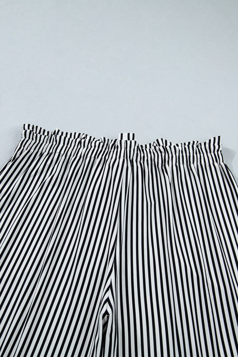 Striped Print Loose Fit Wide Leg Straight Bottoms