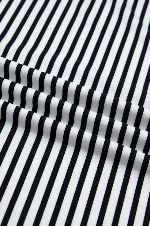 Striped Print Loose Fit Wide Leg Straight Bottoms