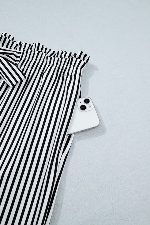 Striped Print Loose Fit Wide Leg Straight Bottoms