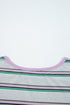 Striped Print Oversized Drop Shoulder Long Sleeve Top