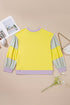 Striped Print Patchwork Crewneck Pullover Sweatshirt
