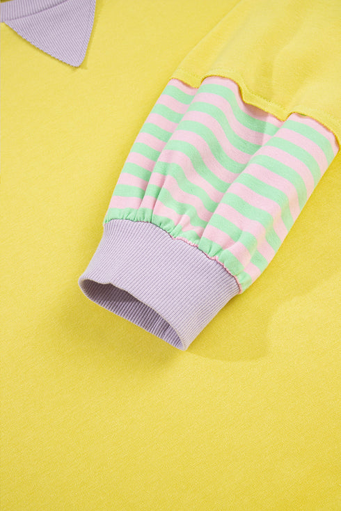 Striped Print Patchwork Crewneck Pullover Sweatshirt