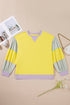 Striped Print Patchwork Crewneck Pullover Sweatshirt