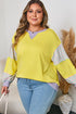 Striped Print Patchwork Crewneck Pullover Sweatshirt