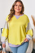 Striped Print Patchwork Crewneck Pullover Sweatshirt
