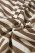 Striped Print Quarter Button Drop Sleeve Hoodie
