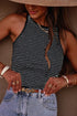 Striped Print Ribbed Knit Sleeveless Top