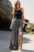 Striped Printed Slit Wide Leg High Waist Pants