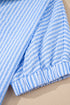 Striped Puff Sleeve Collared V Neck Top