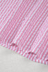 Striped Puff Sleeve Collared V Neck Top