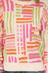 Striped Puff Sleeve Crew Neck Viscose Blend Sweater