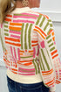 Striped Puff Sleeve Crew Neck Viscose Blend Sweater