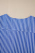Striped Puff Sleeve Tie Front V Neck Blouse