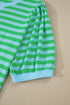 Striped Puff Sleeve Top Drawstring Shorts Matching Loungewear