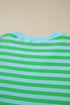Striped Puff Sleeve Top Drawstring Shorts Matching Loungewear