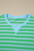 Striped Puff Sleeve Top Drawstring Shorts Matching Loungewear