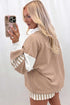 Striped Pullover Two Piece Drawstring Short Set