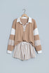 Striped Pullover Two Piece Drawstring Short Set