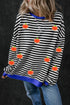 Striped Pumpkin Patch Crew Neck Pullover Sweatshirt