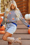 Striped Pumpkin Patch Crew Neck Pullover Sweatshirt