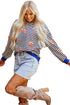 Striped Pumpkin Patch Crew Neck Pullover Sweatshirt