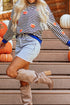 Striped Pumpkin Patch Crew Neck Pullover Sweatshirt