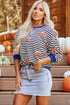 Striped Pumpkin Patch Crew Neck Pullover Sweatshirt