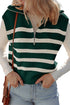 Striped Quarter Zip Ribbed Knit Sweater Vest