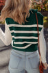 Striped Quarter Zip Ribbed Knit Sweater Vest