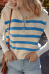Striped Quarter Zip Ribbed Knit Sweater Vest