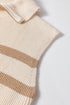 Striped Quarter Zip Ribbed Knit Sweater Vest