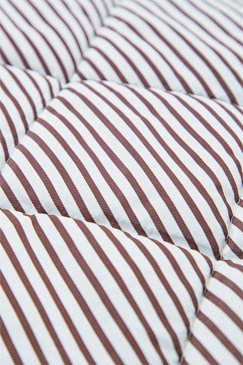 Striped Quilted Snap Front Contrast Trim Collared Vest