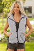 Striped Quilted Snap Front Contrast Trim Collared Vest