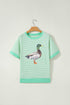 Striped Raglan Mallard Duck Illustration Graphic Tee
