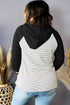 Striped Raglan Sleeve Buttoned Pocket Plus Size Hoodie