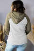 Striped Raglan Sleeve Buttoned Pocket Plus Size Hoodie
