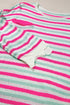Striped Raw Edge Drop Shoulder Knit Pullover Sweater