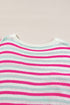 Striped Raw Edge Drop Shoulder Knit Pullover Sweater