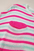 Striped Raw Edge Drop Shoulder Knit Pullover Sweater