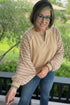 Striped Raw Edge Patchwork Raglan Long Sleeve Top