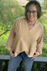 Striped Raw Edge Patchwork Raglan Long Sleeve Top