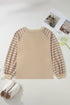 Striped Raw Edge Patchwork Raglan Long Sleeve Top
