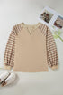 Striped Raw Edge Patchwork Raglan Long Sleeve Top