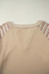 Striped Raw Edge Patchwork Raglan Long Sleeve Top
