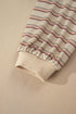 Striped Raw Edge Patchwork Raglan Long Sleeve Top